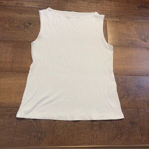 Sleeveless White Ribbed Top